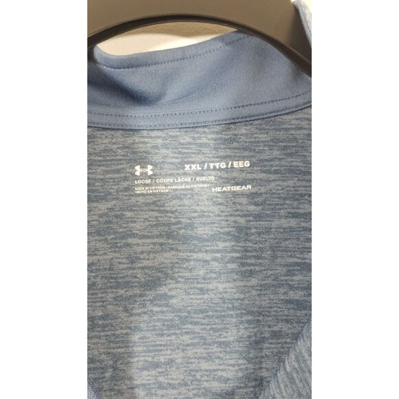 Under Armour Mens 2XL Blue Quarter-Zip Golf Pullover HeatGear Performance Top - Picture 2 of 9
